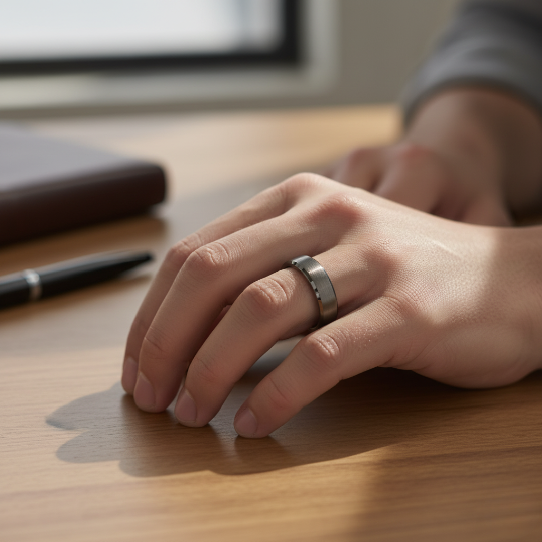 Valor Ring — Brushed Titanium Steel Ring for Everyday Strength