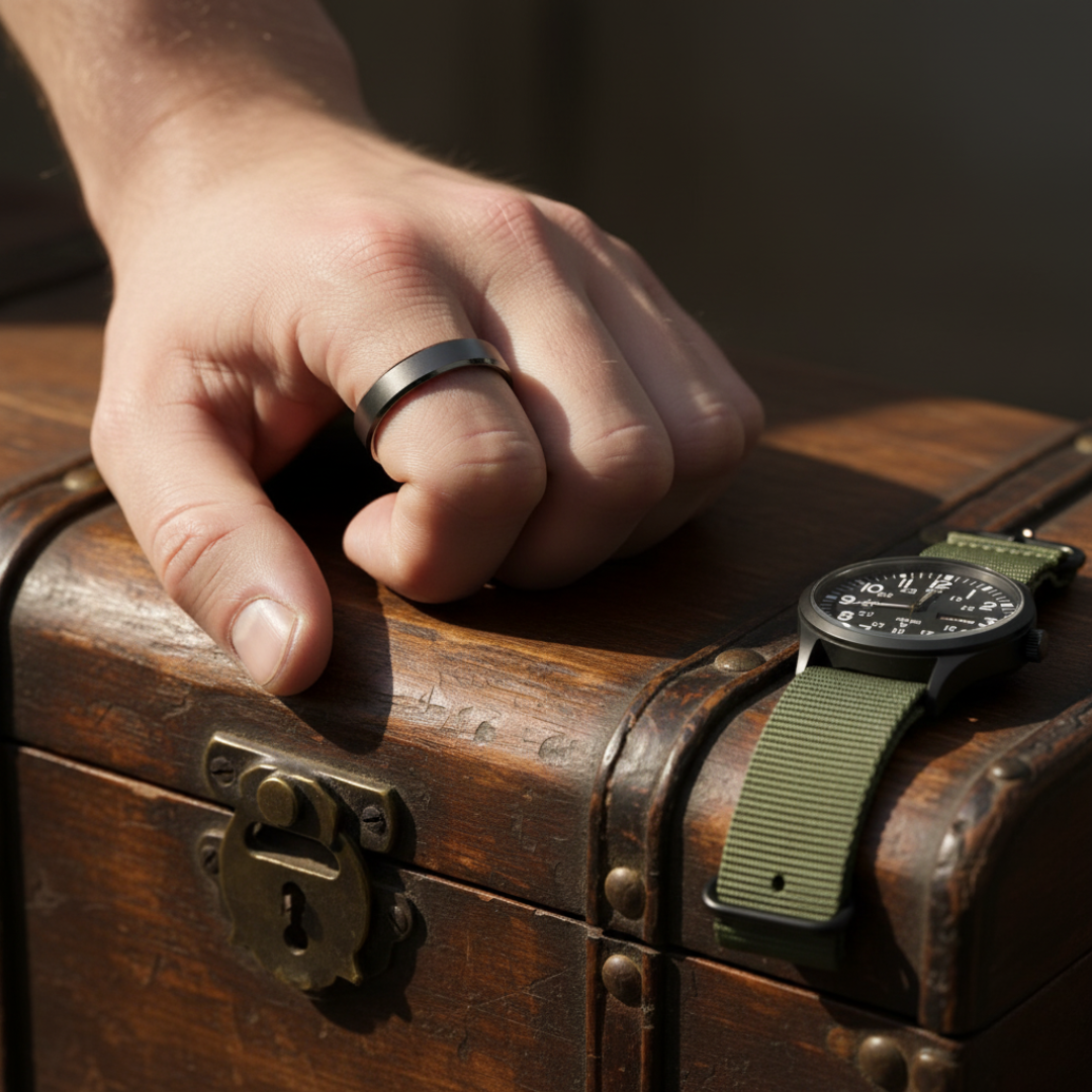 Valor Ring — Brushed Titanium Steel Ring for Everyday Strength